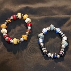 Handmade Red & Yellow Glass Bead Bracelet -d Jewelry 6-7in Unisex